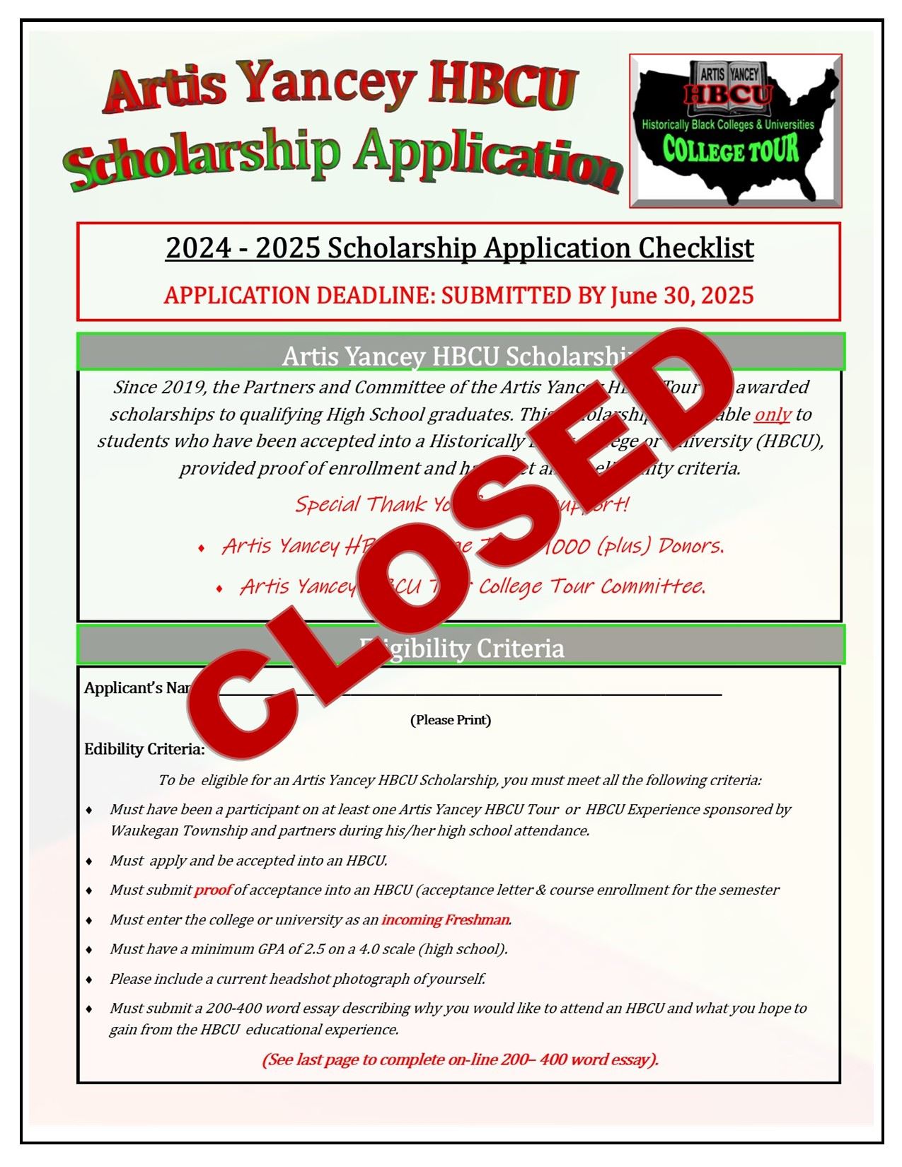 CLOSED_Artis Yancey HBCU Scholarship Application 2025 06132025_Page_1